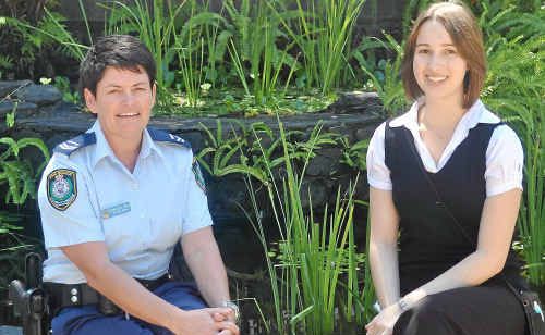 Medical student Natalie Klees broadens her understanding of health-related issues with Senior Constable Bernadette Snow at the Love Bites Program. Medical student Natalie Klees broadens her understanding of health-related issues with Senior Constable Bernadette Snow at the Love Bites Program.